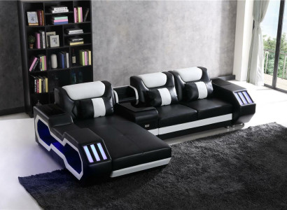 Sofa LED Lighted Corner sofa Living room Leather Couch Seat Upholstery